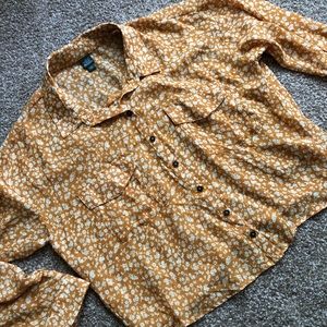 Wild Fable Sheer Cropped Floral Button Up sz Large